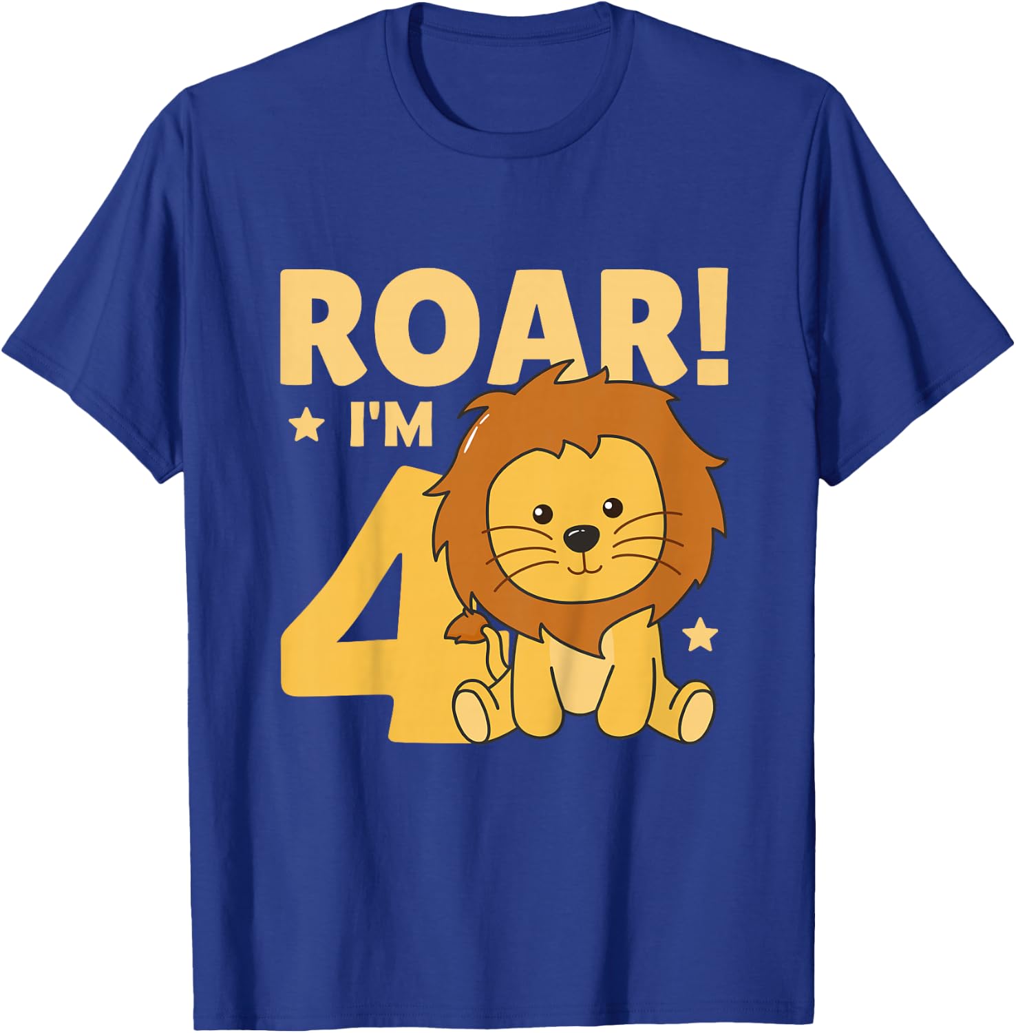 Kids Children 4th Birthday Lion 4 Years Old Young Boy Lion T-Shirt - T-Shirt | Royal
