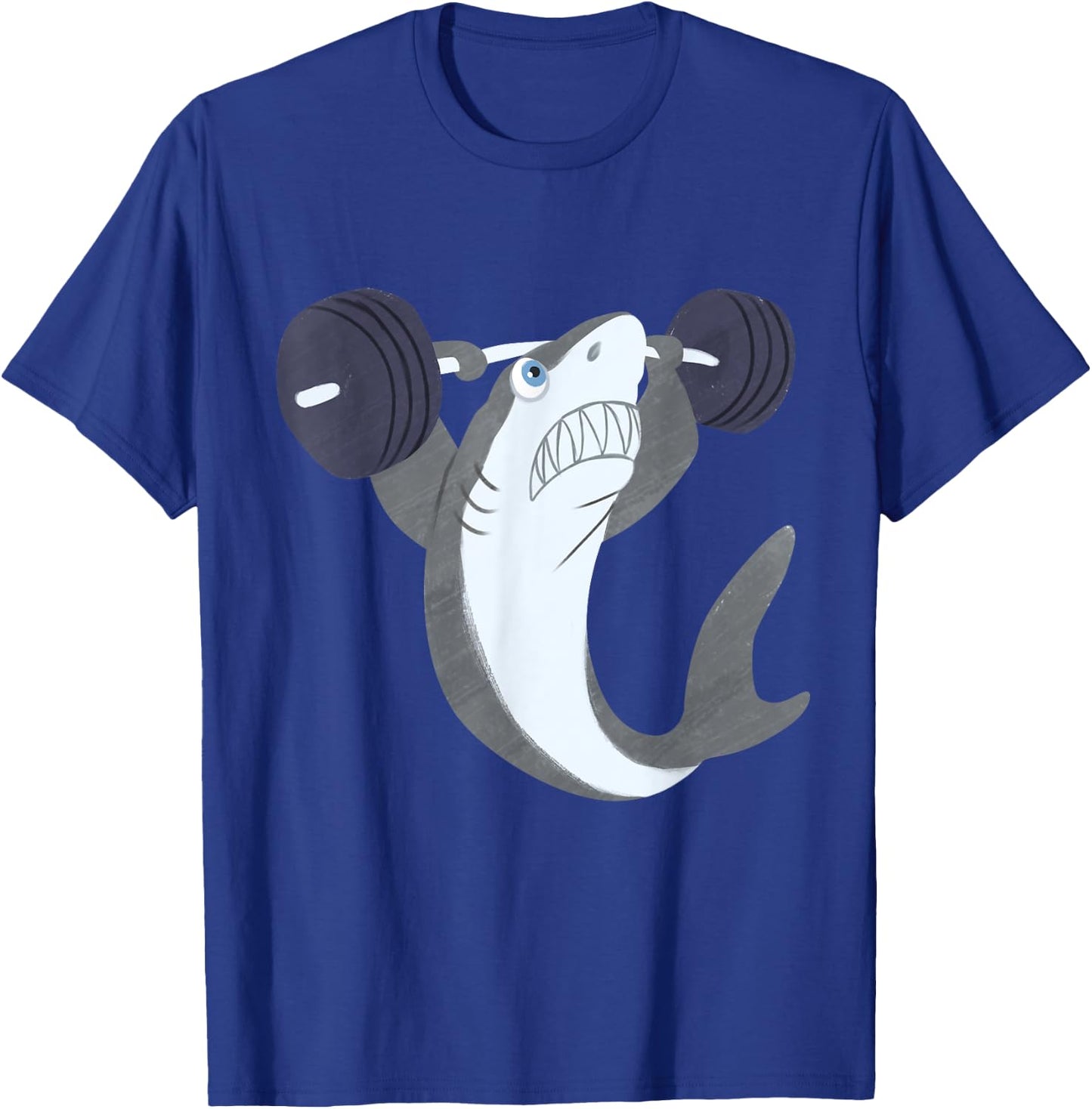 Weightlifing Shark Barbell - Funny Workout Gym Weightlifter T-Shirt - T-Shirt | Royal