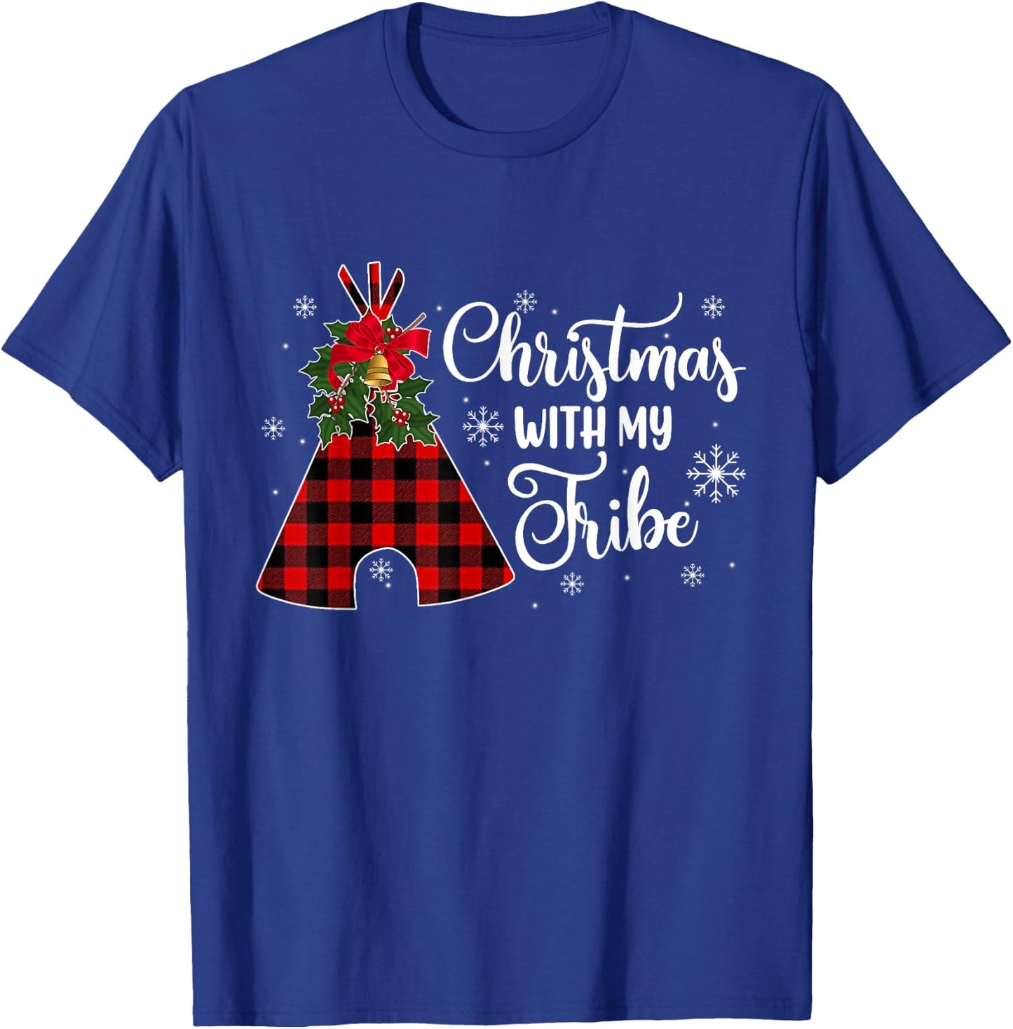 Christmas Party With My Tribe Buffalo Plaid Family Pajama T-Shirt - T-Shirt | Royal