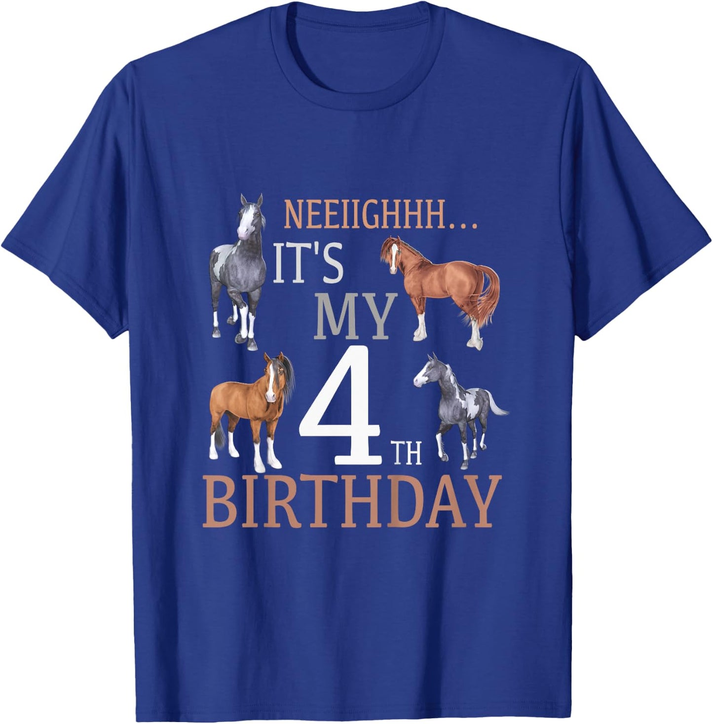 Its My 4th Birthday Shirt Horse Lover 4 Year Old Birthday T-Shirt - T-Shirt | Royal