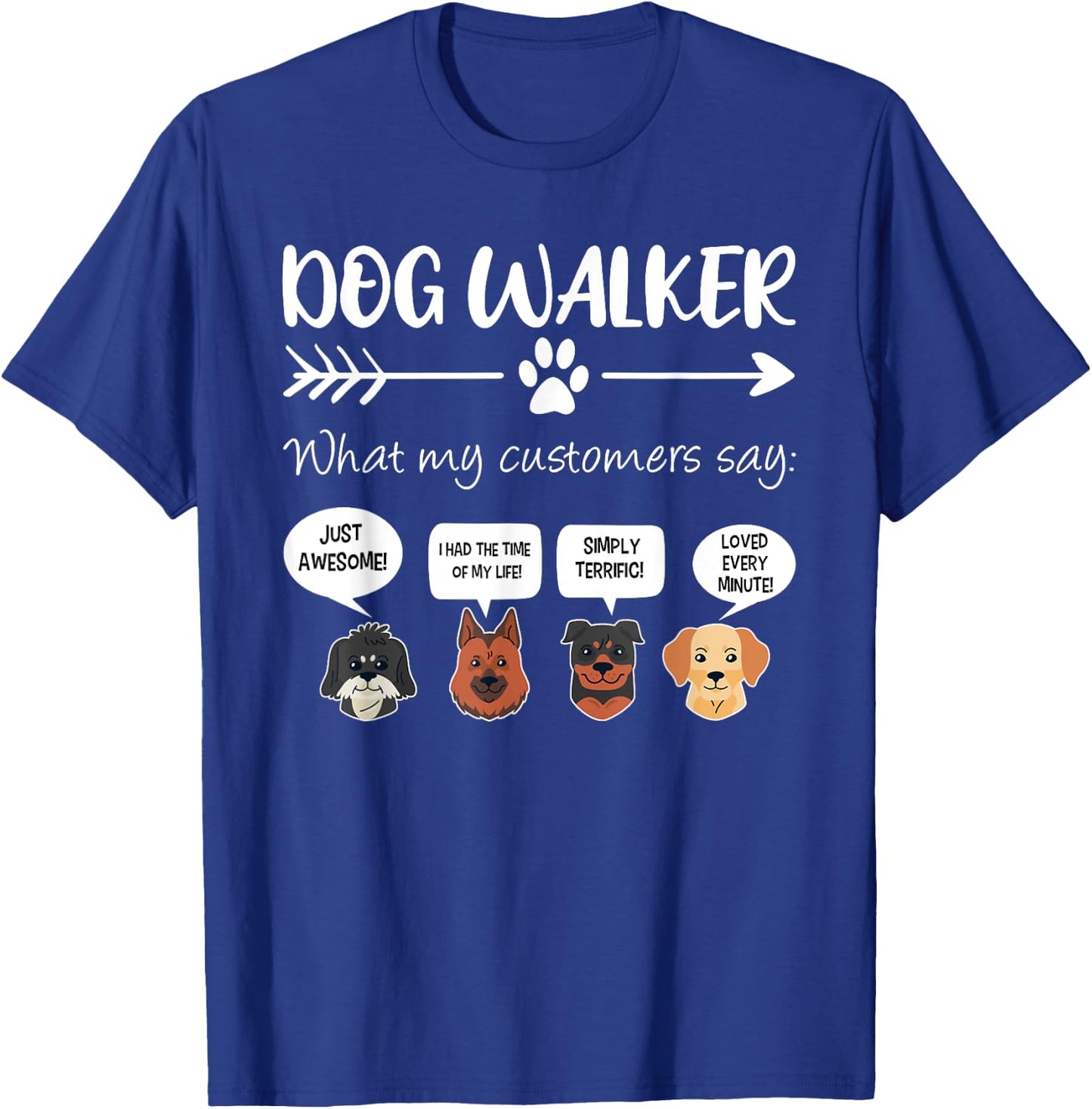 Dog Walker Shirt Dog Walking Gift Funny Cute Dog Faces Women Girls Kids T-Shirt - T-Shirt | Royal
