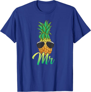 Hawaii Pineapple Aloha Newlywed Couple Matching Husband Mr T-Shirt - T-Shirt | Royal