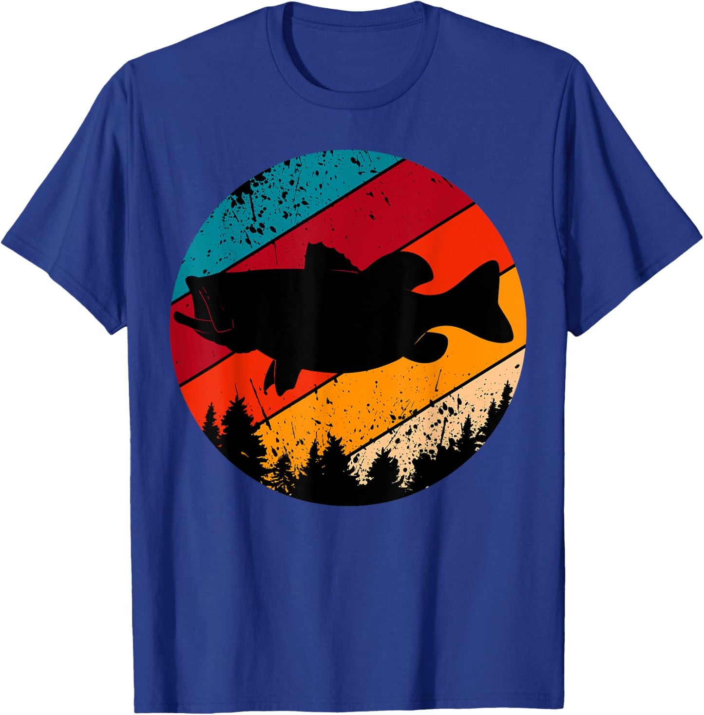 Bass Fishing Retro Vintage Forest Angling Fisherman Fish T-Shirt - T-Shirt | Royal