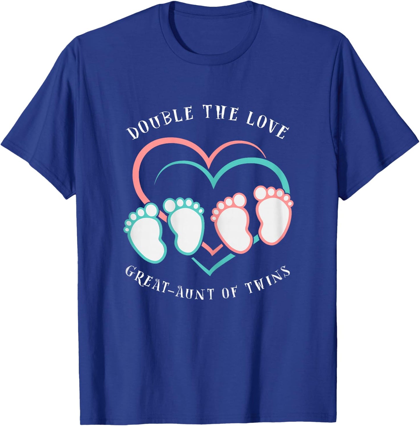 Double The Love New Great-Aunt of Twins T-Shirt - T-Shirt | Royal