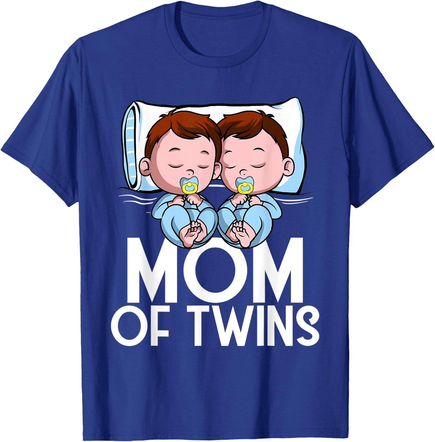 Mom Of Twins Boys Pregnancy Announcement of Two Twin Sons T-Shirt - T-Shirt | Royal