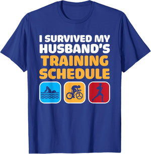 Triathlon Art Women Wife Triathlete Swim Bike Run Athletes T-Shirt - T-Shirt | Royal