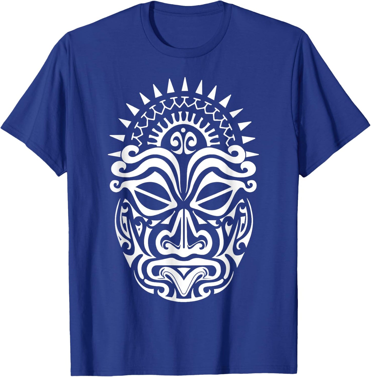 Maori Polynesian Tattoo HAKA Dance Face Mask Head T-Shirt - T-Shirt | Royal