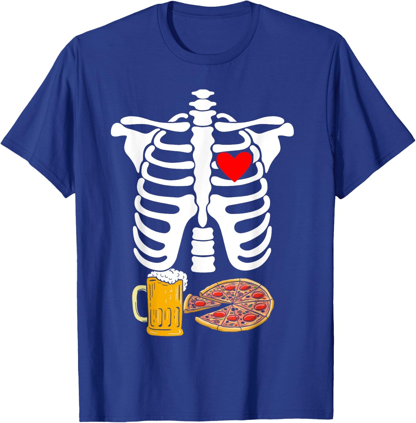 Rib Cage Skeleton X-Ray Drink Beer Pizza Halloween Costume T-Shirt - T-Shirt | Royal