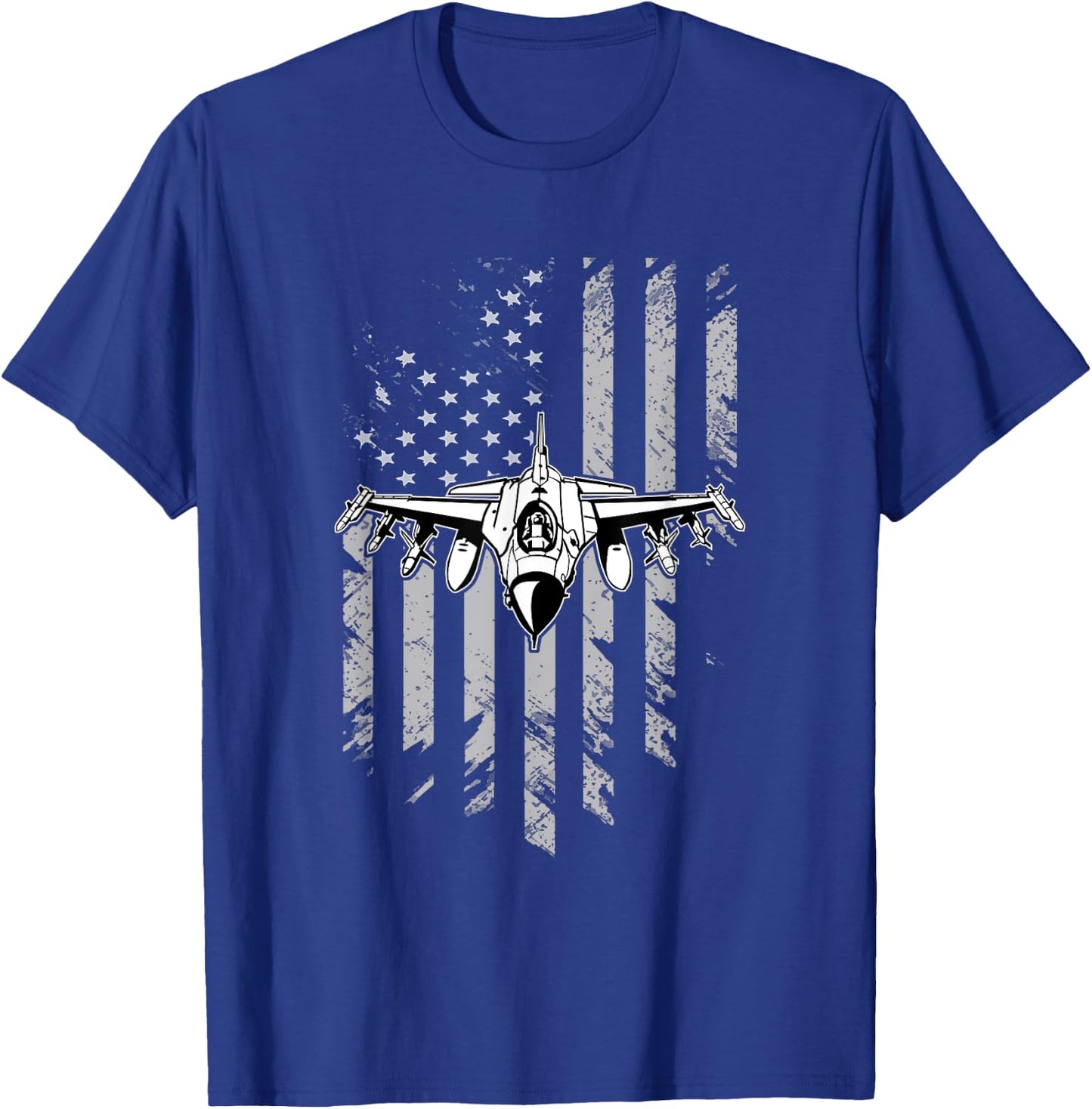 Fighters Fighter Jet Vintage American Flag T-Shirt - T-Shirt | Royal