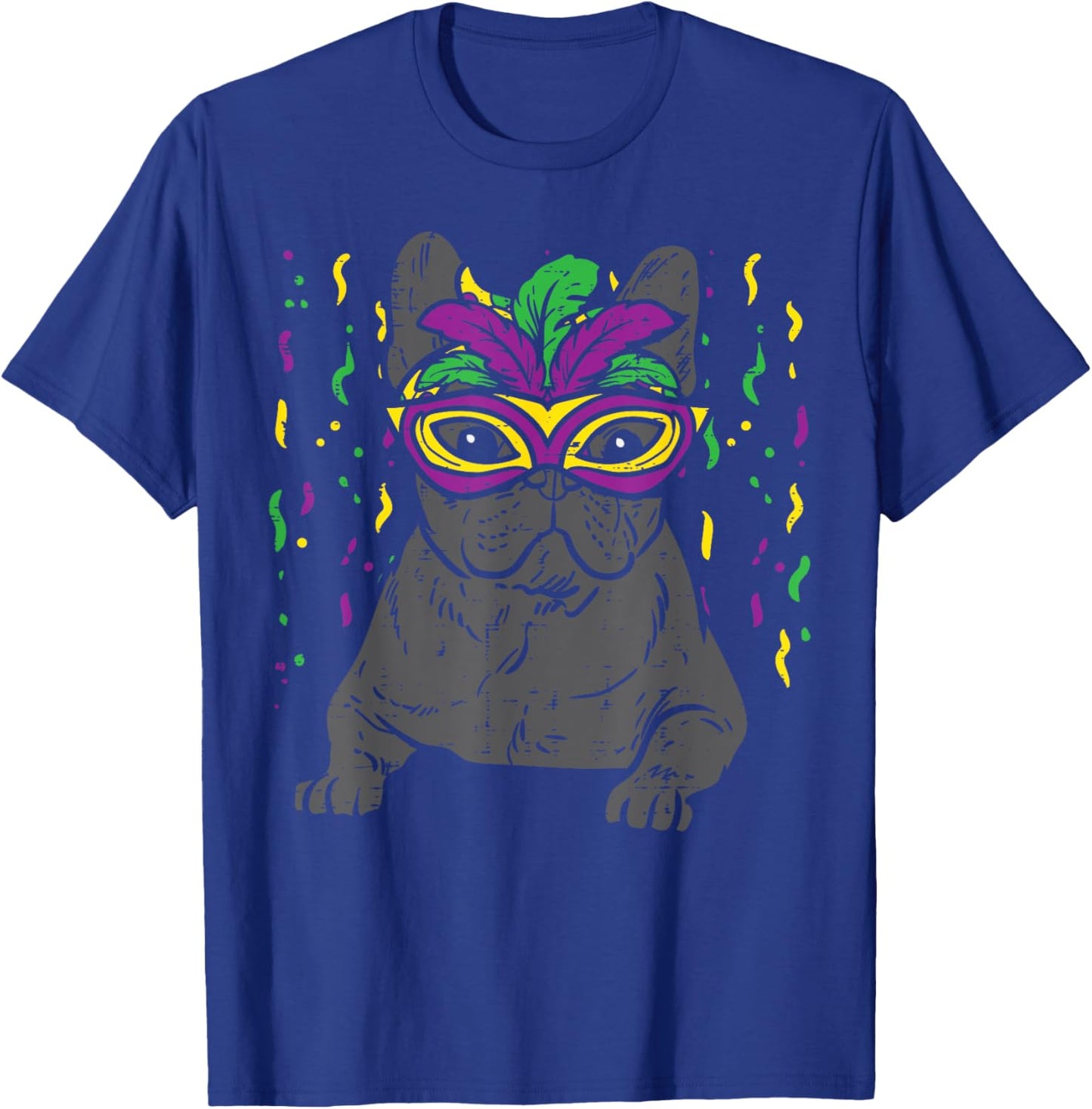 Mardi Gras Fench Bulldog Cute Carnival Frenchie Pet Dog Gift T-Shirt - T-Shirt | Royal