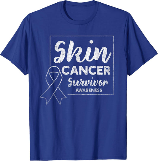 Skin Cancer Survivor Products Melanoma Awareness Distressed T-Shirt - T-Shirt | Royal