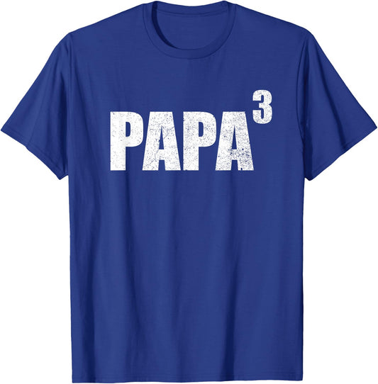 Papa 3 Kid Shirt Papa Cubed Shirt Grandpa 3 Kid Shirt Papa T-Shirt - T-Shirt | Royal