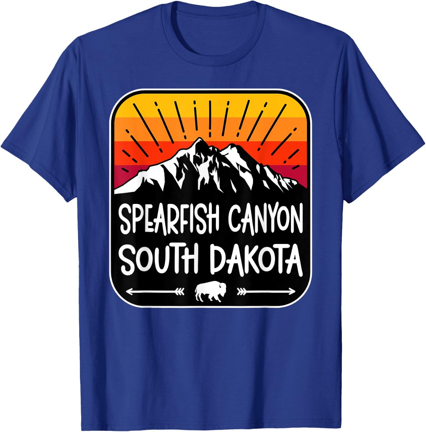 Spearfish Canyon South Dakota Vintage Mountain Sunset T-Shirt - T-Shirt | Royal
