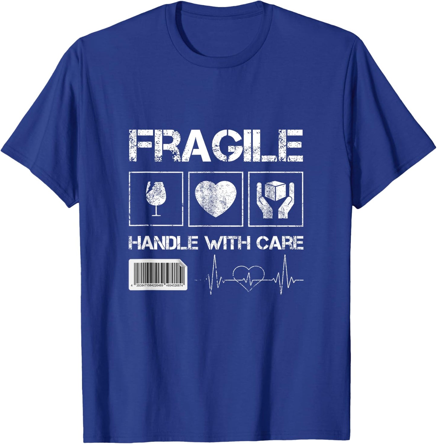 Fragile Handle with Care Graphic & Cool Designs Fun T-Shirt - T-Shirt | Royal