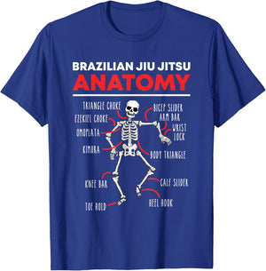 Brazilian Jiu Jitsu Anatomy Skeleton Funny Mix Martial Arts T-Shirt - T-Shirt | Royal