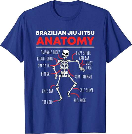 Brazilian Jiu Jitsu Anatomy Skeleton Funny Mix Martial Arts T-Shirt - T-Shirt | Royal