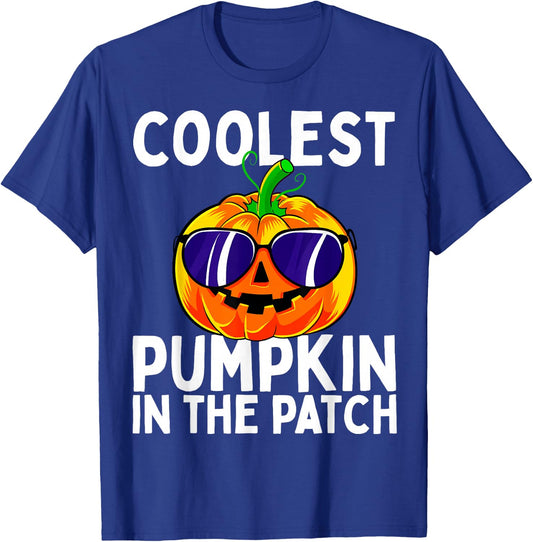 Kids Coolest Pumpkin in the Patch Halloween Boys Girls T-Shirt - T-Shirt | Royal