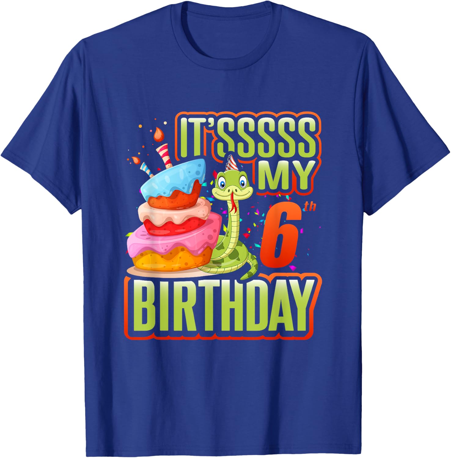 Snake Birthday Party Kids 6th Reptile Supplies Decorations T-Shirt - T-Shirt | Royal