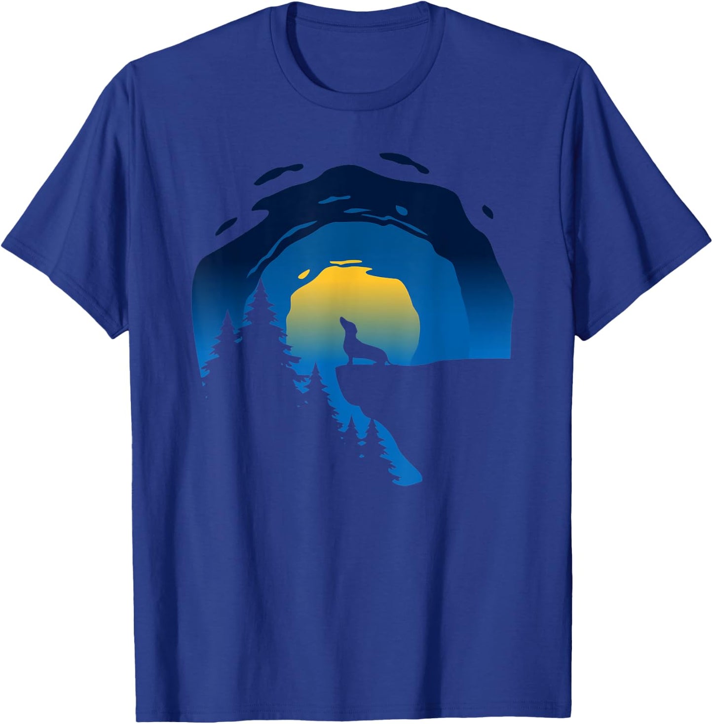 Dachshund Wiener Dog Howling At Moon Men Women T-Shirt - T-Shirt | Royal