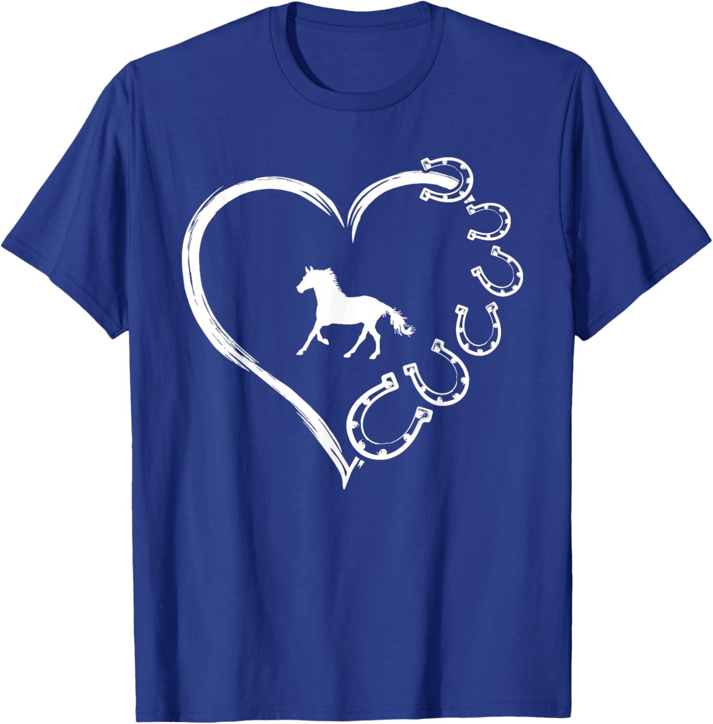 Cute Horse Love Horseshoe Heart Gift Horse Mom Rei T-Shirt - T-Shirt | Royal