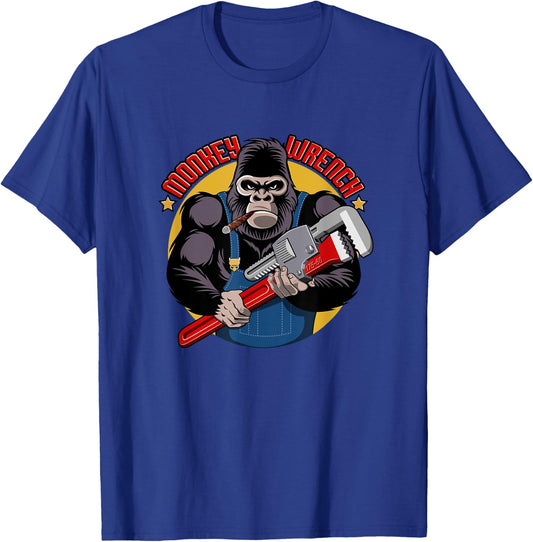 Monkey Wrench Mechanic Grease Monkey Car Repair Technician T-Shirt - T-Shirt | Royal