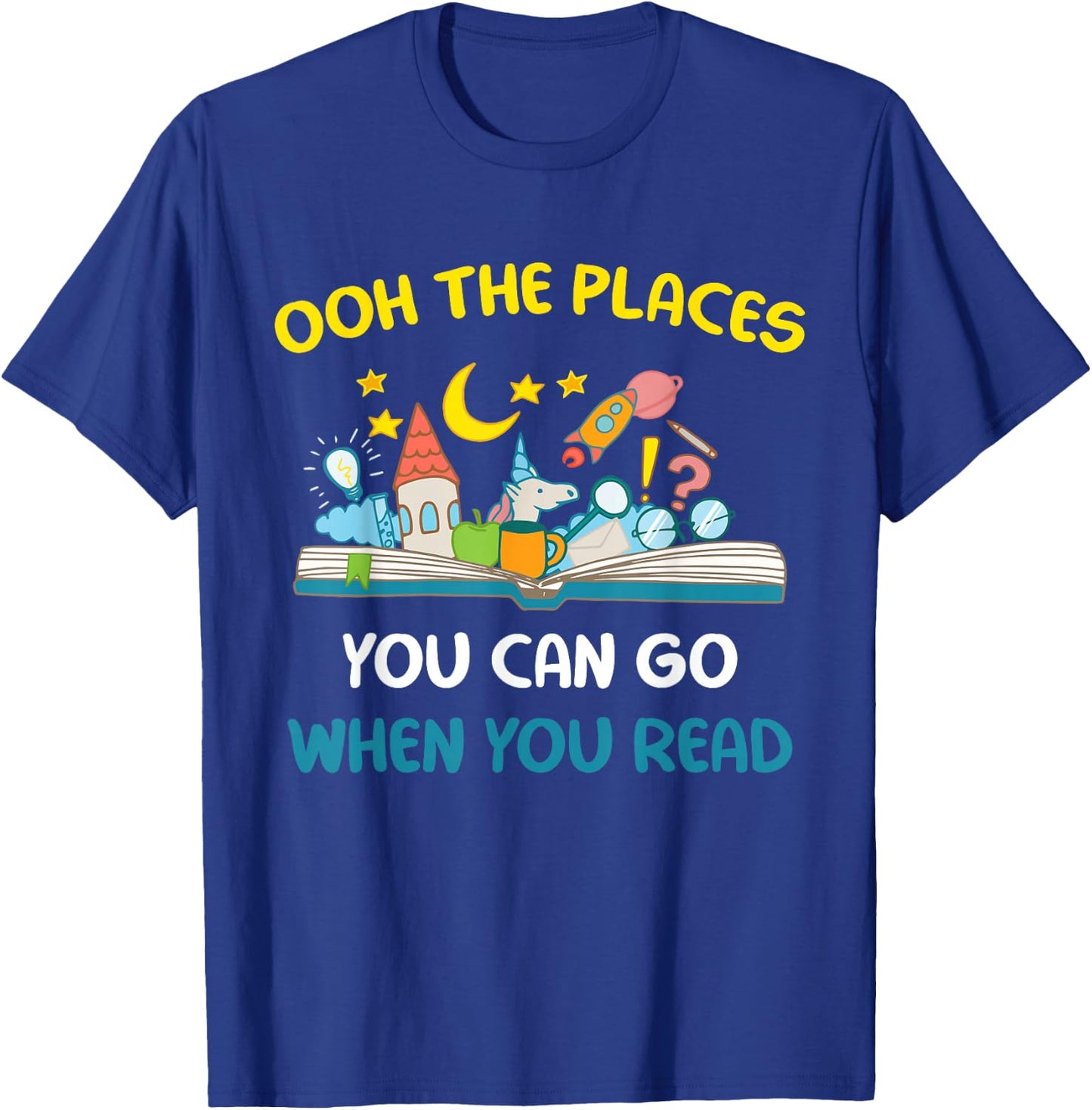 Visit Store For Book Lovers Oh The Places You Can Go When You Read, -Adults Cute , Black, Small, Short Sleeve T-Shirt - T-Shirt | Royal