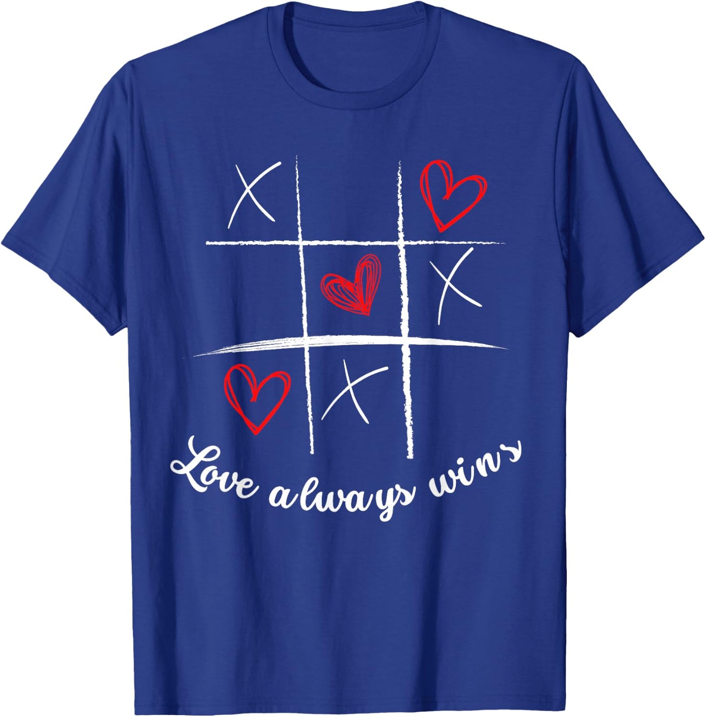 Classic Love Always Wins Valentine's Day Tic Tac Toe T-Shirt - T-Shirt | Royal