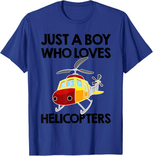 Funny Helicopter Gift Boys Toddler Kids Men Pilot Aviator T-Shirt - T-Shirt | Royal