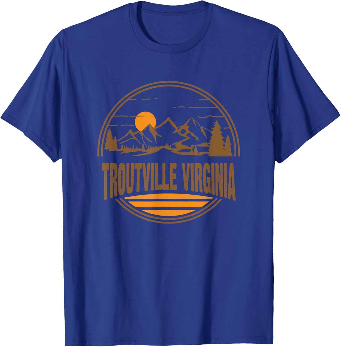 Vintage Troutville, Virginia Mountain Hiking Souvenir Print T-Shirt - T-Shirt | Royal