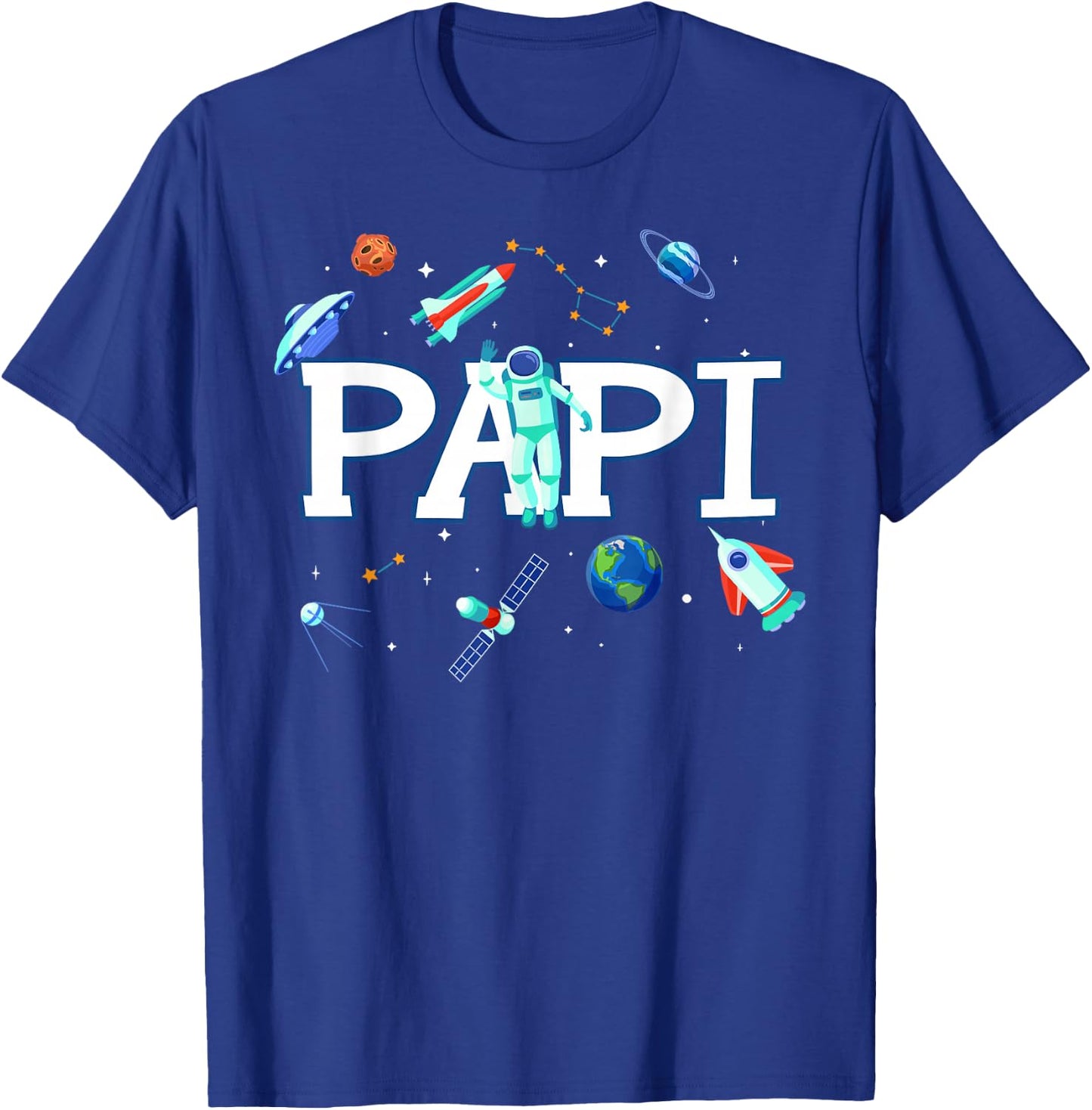 Papi Astronaut Space Family Matching Birthday Party T-Shirt - T-Shirt | Royal