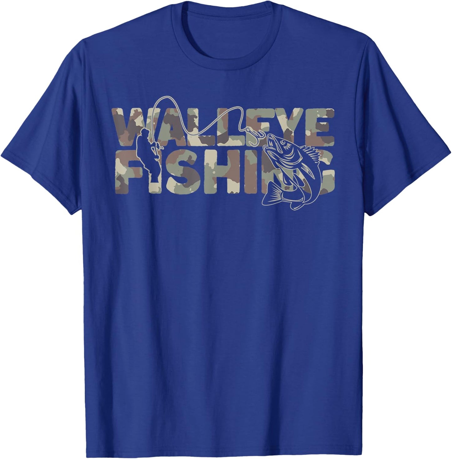 Walleye Fisherman Camouflage Walleye Fishing T-Shirt - T-Shirt | Royal