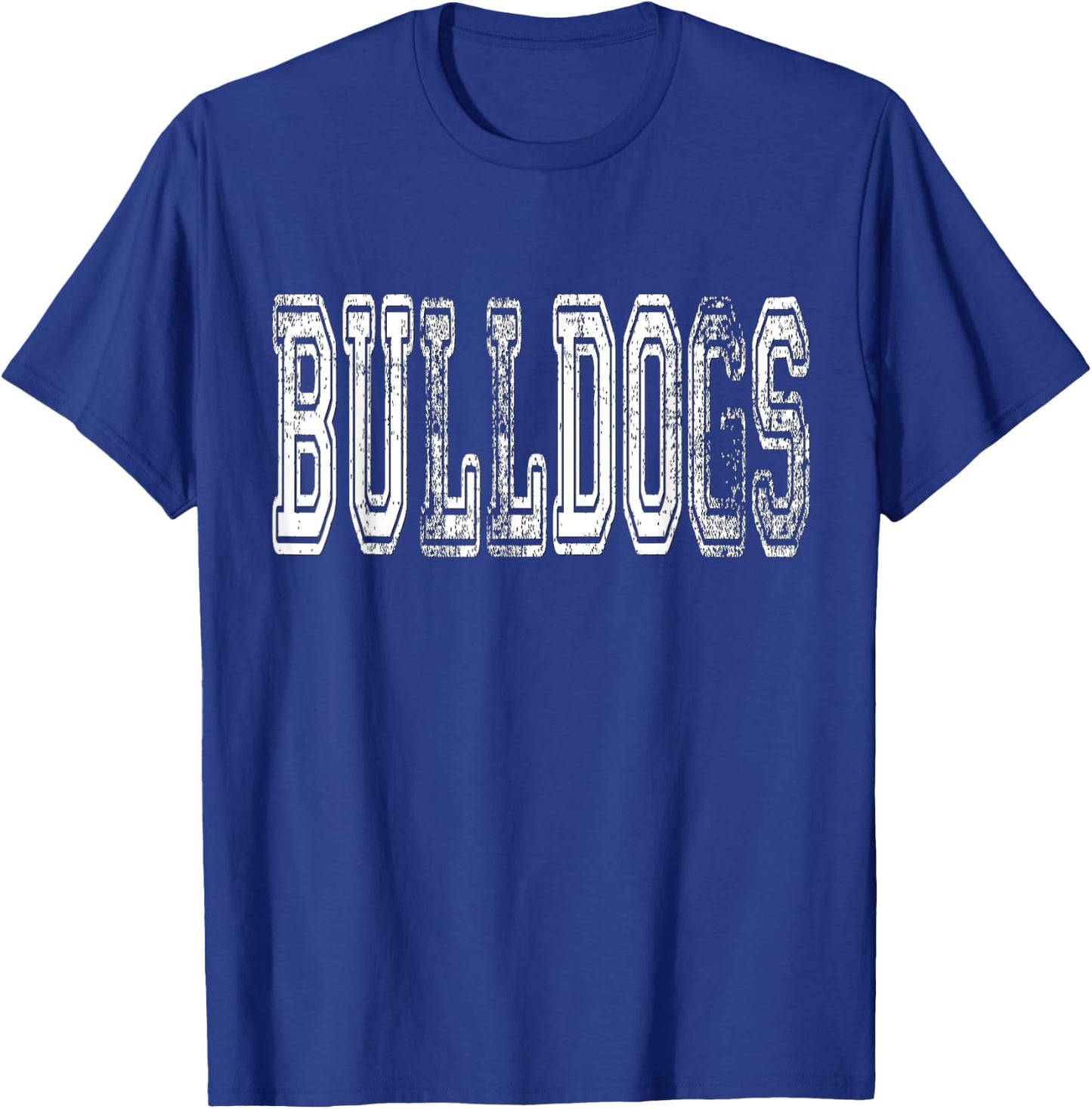 Bulldogs Mascot Distressed Vintage School Sports Name Fans T-Shirt - T-Shirt | Royal