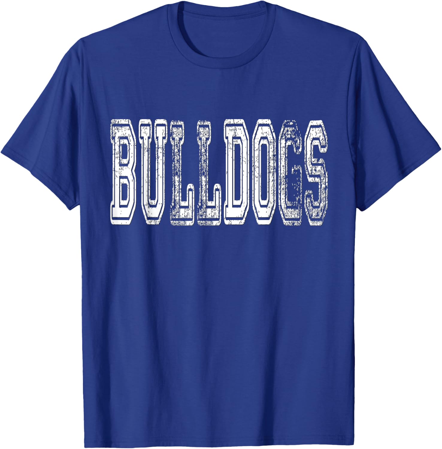Bulldogs Mascot Distressed Vintage School Sports Name Fans T-Shirt - T-Shirt | Royal