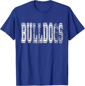 Bulldogs Mascot Distressed Vintage School Sports Name Fans T-Shirt - T-Shirt | Royal