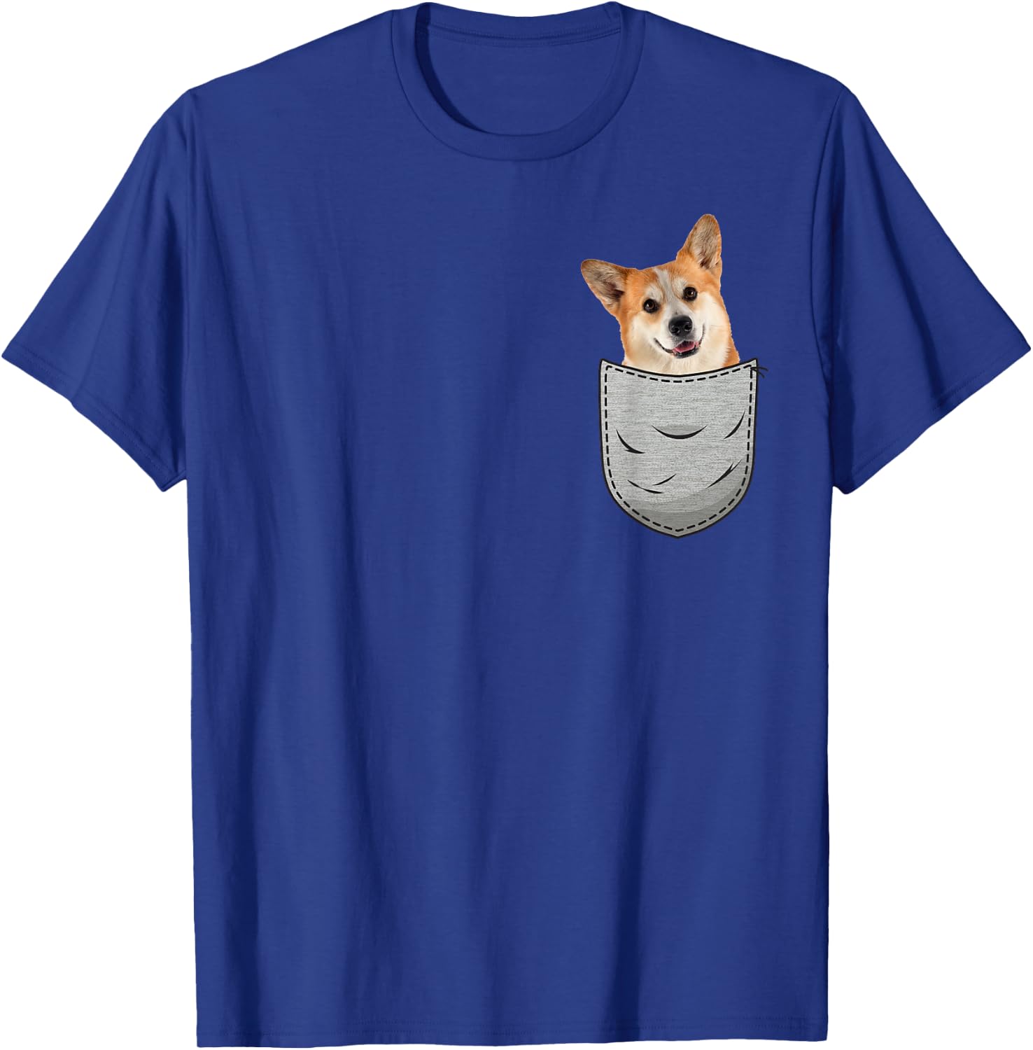 Welsh Corgi Pembroke Chest Pocket for Dog Owners T-Shirt - T-Shirt | Royal