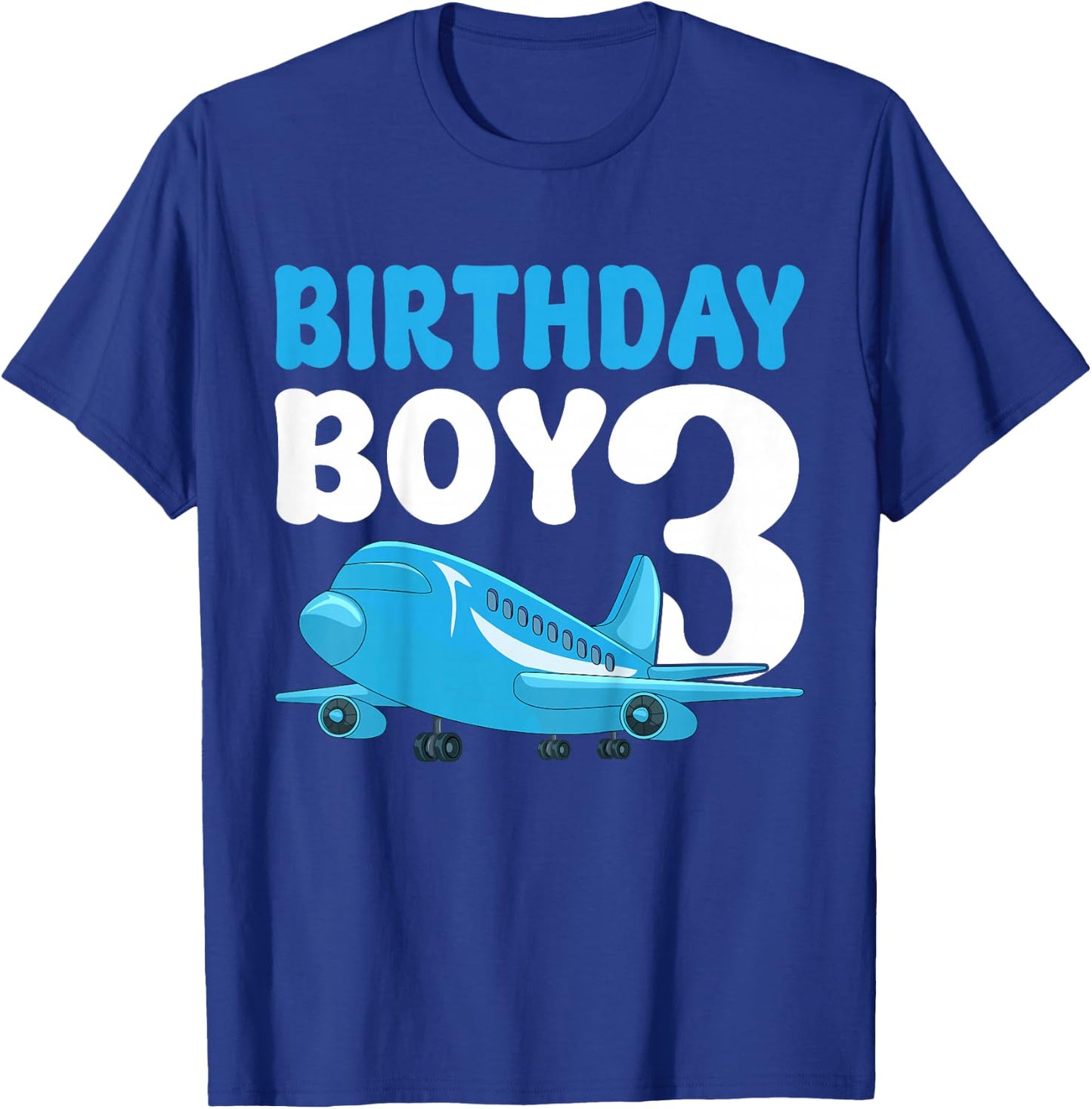Kids Birthday Boy 3 Years Old Airplane Pilot Kids 3rd Birthday T-Shirt - T-Shirt | Royal