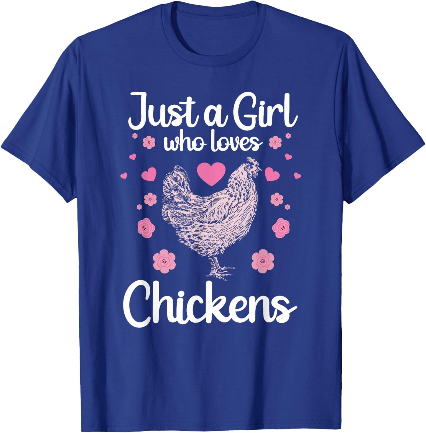 Funny Girl Chicken Design For Kids Women Mom Chicken Lover T-Shirt - T-Shirt | Royal