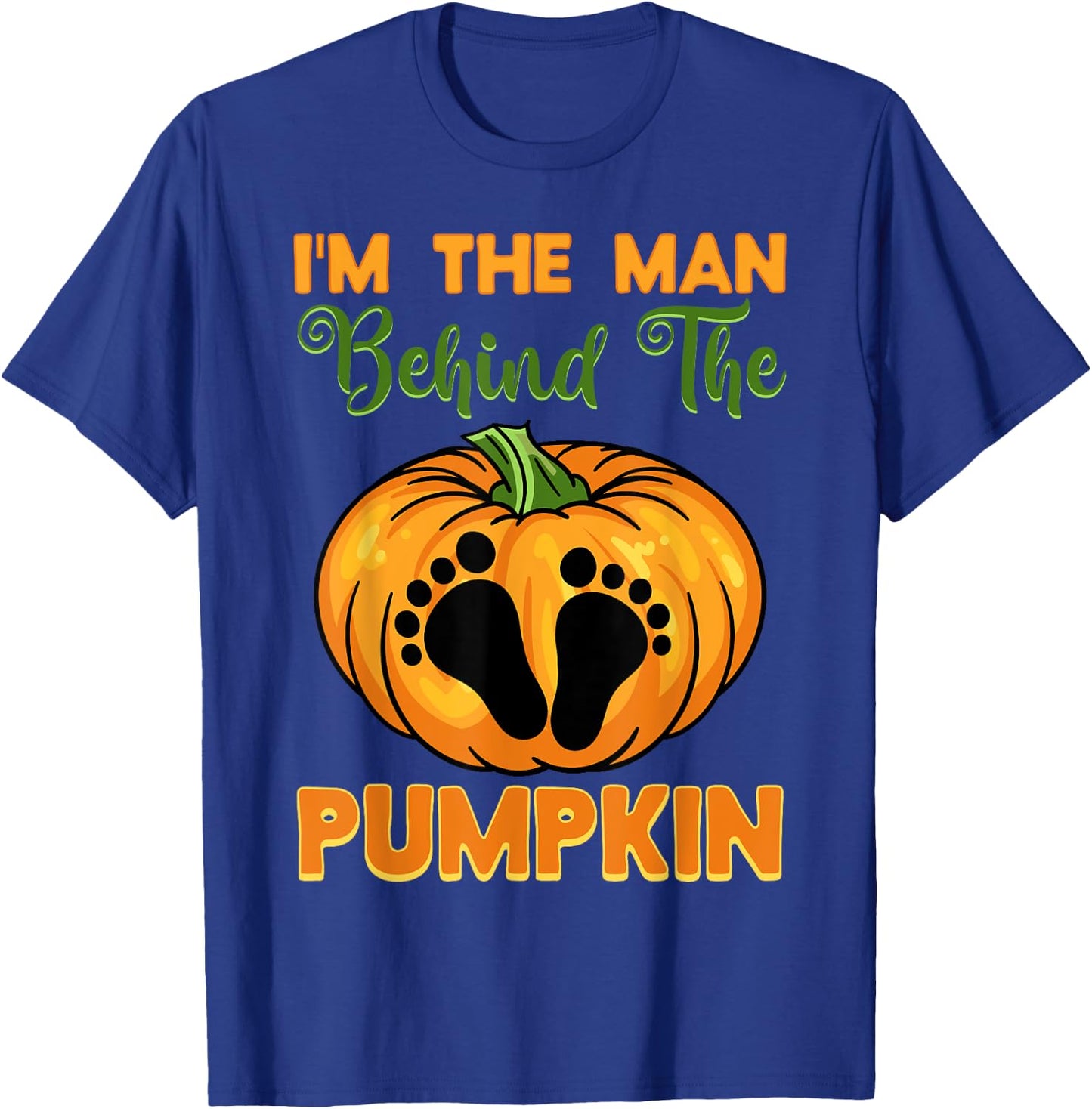 Halloween Gender Reveal Party The Man Behind The Pumpkin T-Shirt - T-Shirt | Royal