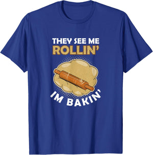 Roller Pin Baker Bakery Bread Dough Pretzel Biscuits gift T-Shirt - T-Shirt | Royal