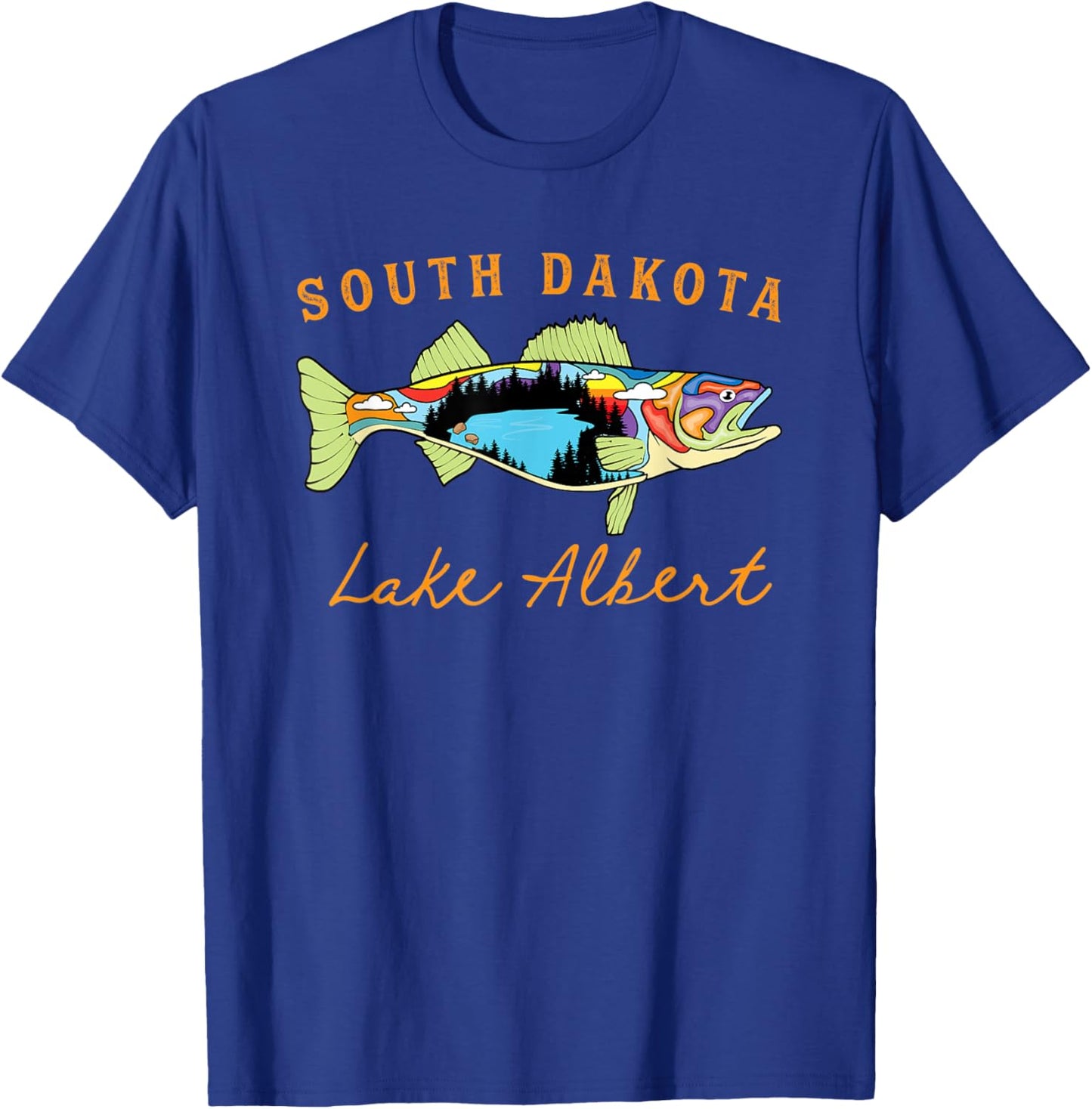 Unique Fisherman South Dakota Albert Lake Walleye Fishing T-Shirt - T-Shirt | Royal