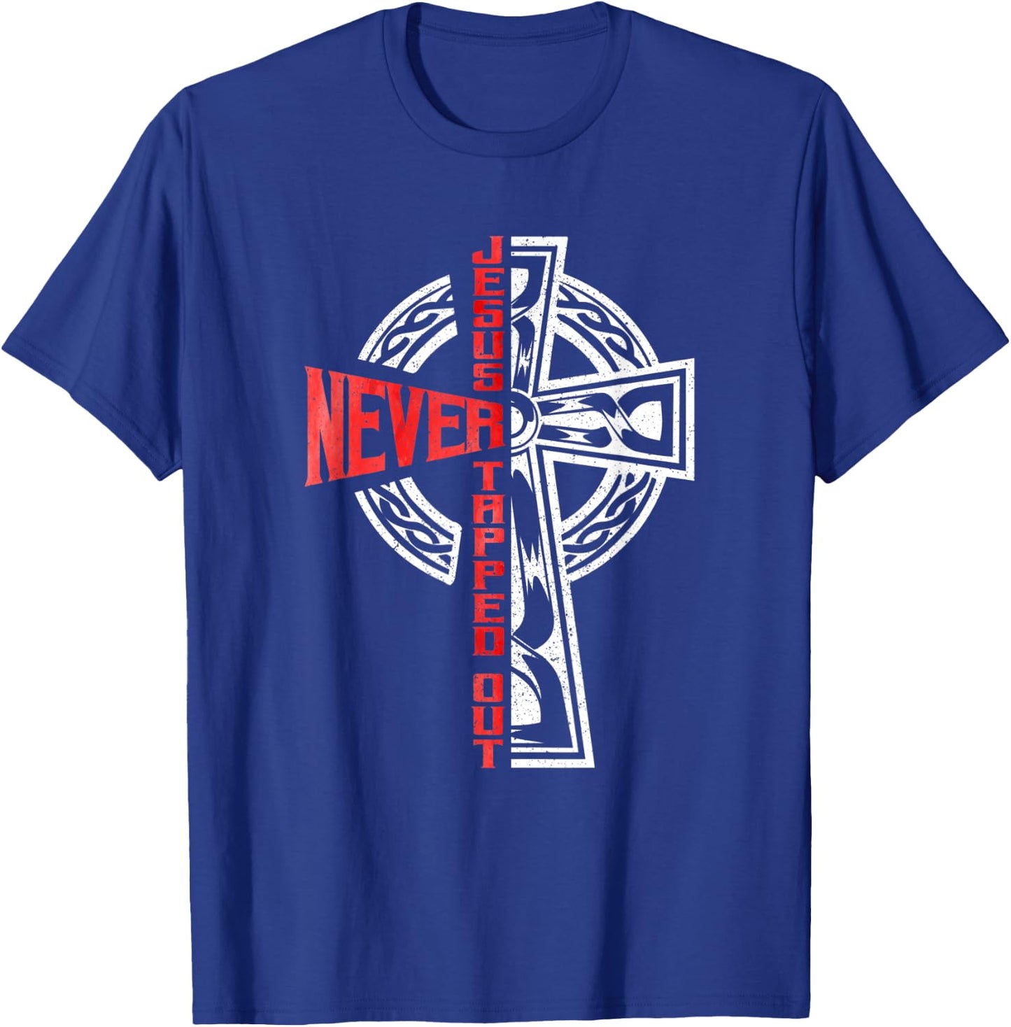 Jesus Never Tapped Out Christian Faith Wrestling T-Shirt - T-Shirt | Royal