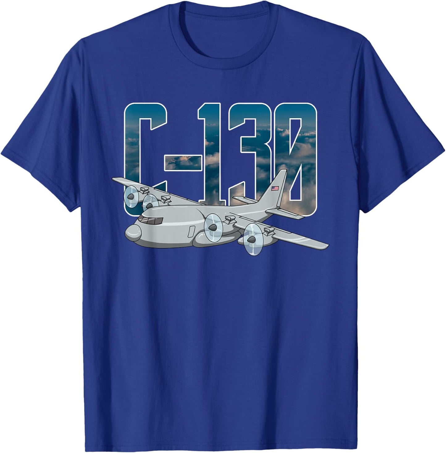 THE SALTY VETERAN C-130 Hercules Military Airplane Flying C130 Hercules Pilot - Black, -Adults, Small, Short Sleeve, Classic Fit, , Modern, Military, Aviation Enthusiasts T-Shirt - T-Shirt | Royal
