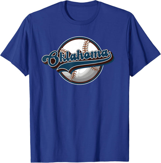 Oklahoma Vintage Baseball Throwback Retro Design T-Shirt - T-Shirt | Royal