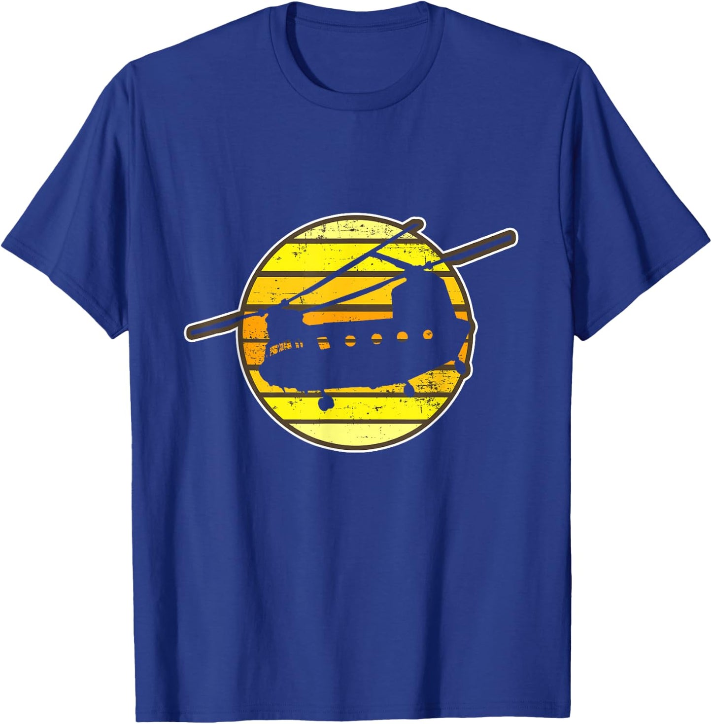 Chinook Pilot Helicopter Retro 70s 80s Military Gift T-Shirt - T-Shirt | Royal