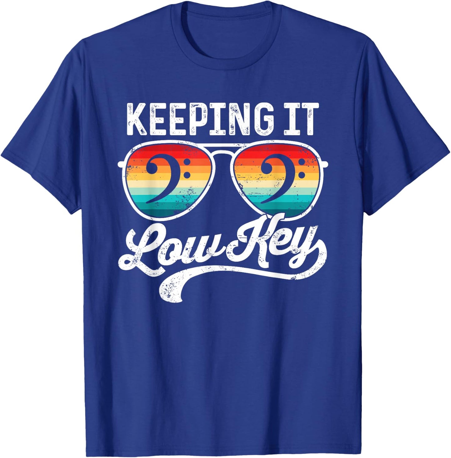 Bass Clef Keeping It Low Key Music Pun Low Brass Bass Singer T-Shirt - T-Shirt | Royal
