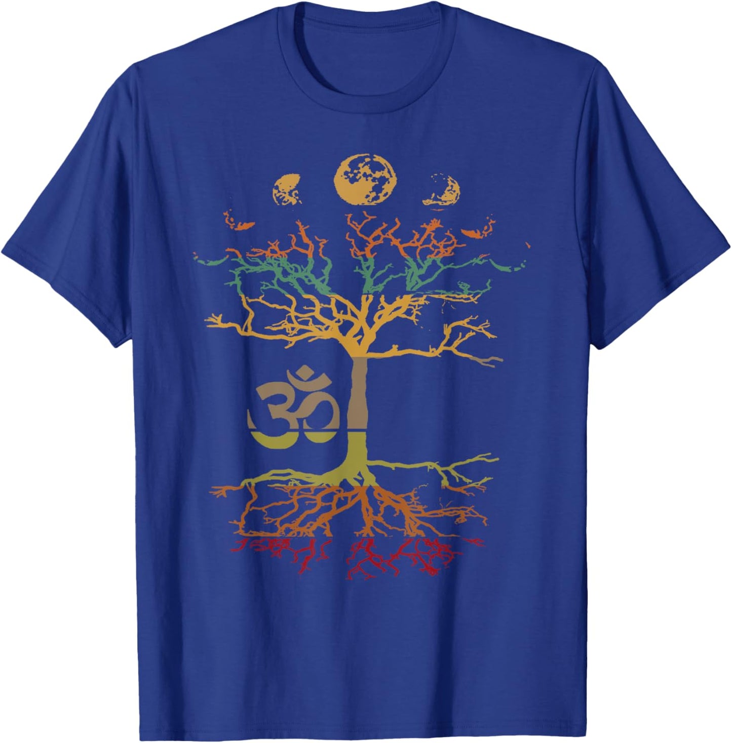 Phases of the Moon Tree of Life Vintage Retro Om Mindfulness T-Shirt - T-Shirt | Royal