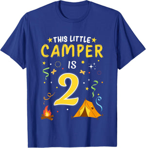 Kids 2 Year Old Camper Kids 2nd Birthday Camping Costume T-Shirt - T-Shirt | Royal