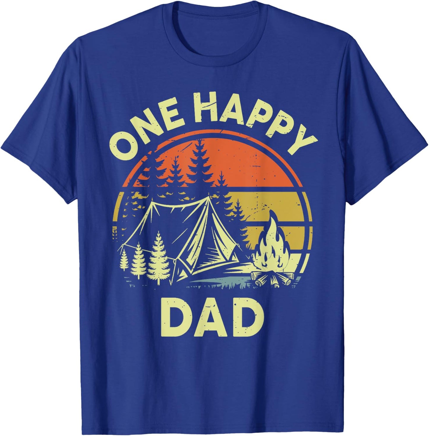 Kids One Happy Dad Camper Toddler Boy Funny Camping Campfire T-Shirt - T-Shirt | Royal