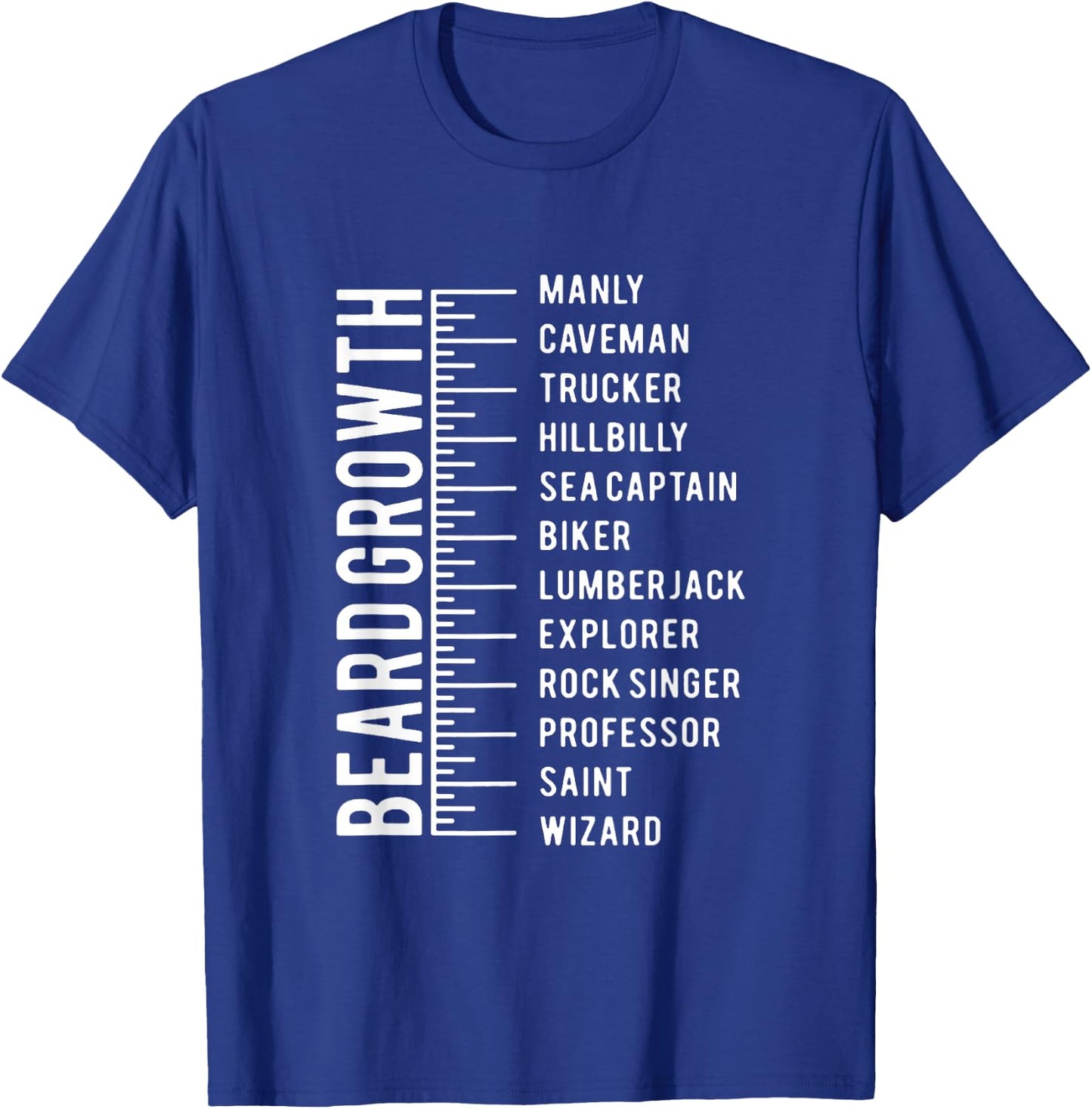Men's Beard Growth Chart Measurement Bearded Man T-Shirt - T-Shirt | Royal