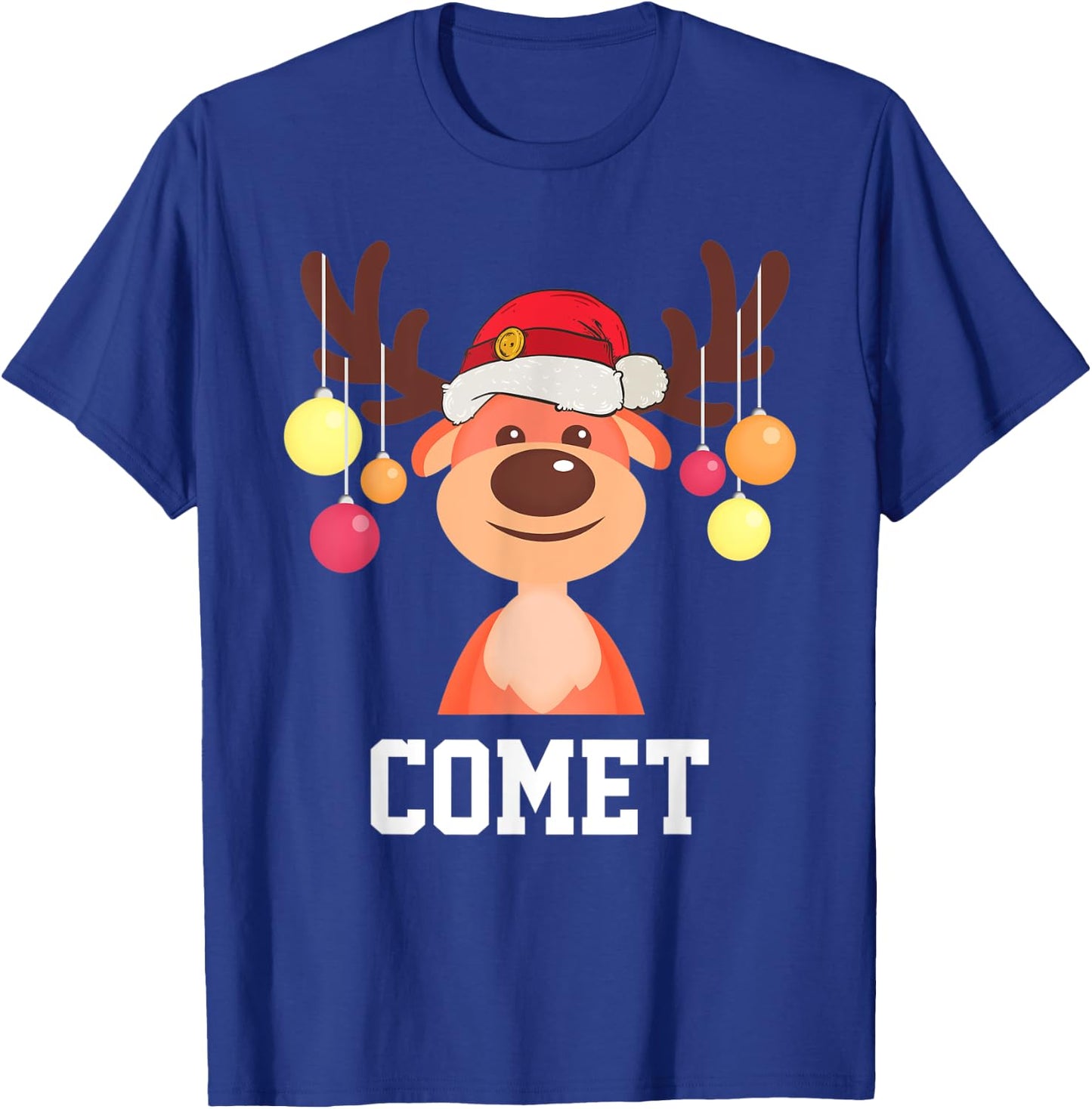 Funny Santa Reindeer Comet Christmas Group Costume T-Shirt - T-Shirt | Royal